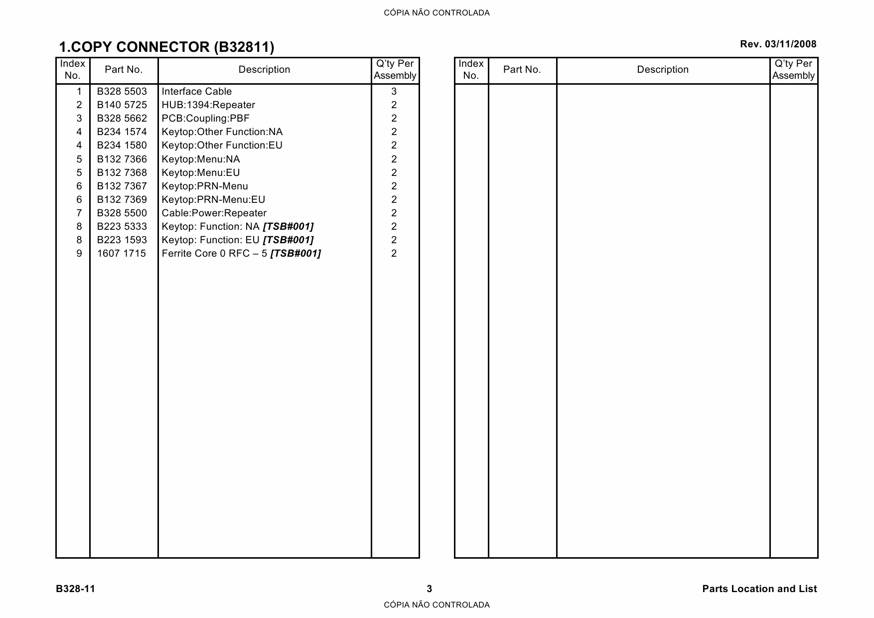 RICOH Options B328-11 COPY-CONNECTOR-TYPE-3260 Parts Catalog PDF download-5